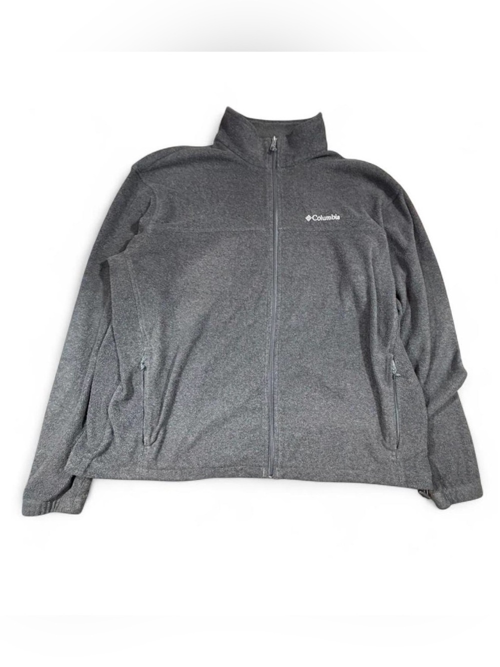 Columbia Gray Full Zip Fleece Jacket Men's XXL Outdoor Hiking Lightweight